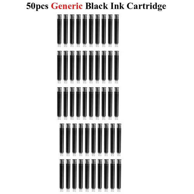 50pcs Fountain Pen Ink Cartridges - Black IO Retail